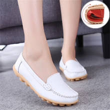 Flats women shoes 2022 new fashion solid color leather soft boat for women loafers slip round toe casual shoes woman plus size 2024 - buy cheap