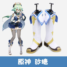 Anime Genshin Impact-Botas de sucrosa, zapatos de Cosplay, accesorios para Halloween, pelucas largas mezcladas de color verde 2024 - compra barato