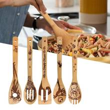 2021 Halloween party gift Bamboo Wood Wok Shovels Slotted Spatula Spoon Mixing Holder Utensils Dinner Kitchen Shovel Supplies 2024 - buy cheap