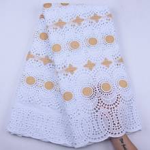 White And Gold Swiss Voile Lace In Switzerland With Eyelet African Dry Lace Fabric High Quality Nigerian Lace For Wedding S1923 2024 - buy cheap