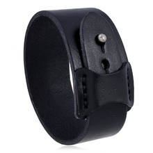 LETAPI-pulsera de cuero genuino estilo Vintage Punk para hombre y mujer, brazalete ancho negro y marrón, brazaletes, regalos de joyería 2024 - compra barato