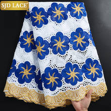 SJD LACE 2021 High Quality African Swiss Voile Lace Fabric With Stones Soft Embroidery 100%Cotton Dubai In Switzerland Sew A2308 2024 - buy cheap