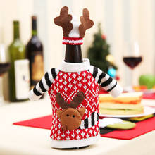 18x13CM Christmas Wine Bottle Decor Set   Deer Bottle Cover Clothes Kitchen Decoration for New Year Xmas Dinner Party 2024 - buy cheap