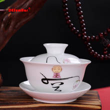 White porcelain Tea Tureen cup,gaiwan tea porcelain pot set travel Beautiful kettle  Hand Painted cover bowl tea set 120ml 2024 - buy cheap