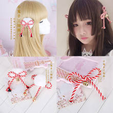 Lolita Girl Hair Ball Red Bell Hairpin Edge Clip Hairpin Handmade Cute Bow Tassel Retro Chinese style Hair Clip Headdress 2024 - buy cheap
