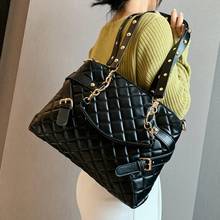 Lattice Large Tote bag 2020 Fashion New High quality PU Leather Women's Designer Handbag High capacity Shoulder Messenger Bag 2024 - buy cheap