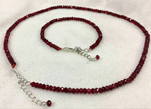 Conjunto de collar y pulsera de piedras preciosas redondas facetadas de rubí rojo de Brasil de 2x4mm 2024 - compra barato