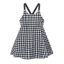 Vestido xadrez com alça, feminino, infantil, para meninas, de algodão com cânhamo, lindo, para verão de 0-6 anos 2024 - compre barato