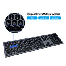 Teclado bt recarregável tipo c, teclado sem fio com 110 teclas, suporte para android, windows, macos, smartphone e tablet prata 2024 - compre barato