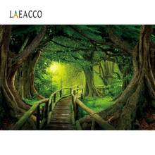Laeacco-Fondo para estudio fotográfico, arbusto de hierba con árbol viejo, bosque verde, musgo, camino de niño, paisaje Natural 2024 - compra barato