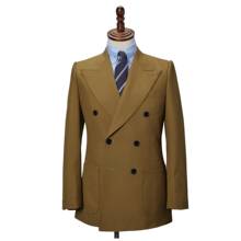 Paño de lana de dos piezas para hombre, traje de dos piezas de doble botonadura, esmoquin de diseñador para boda, color verde oliva 2024 - compra barato
