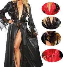 Sexy Long Lace Dress Lingerie for Women Erotic Sexy Lingerie Exotic Apparel Large size Lace Robe Sexy Night Gown Sleepwear 2024 - buy cheap