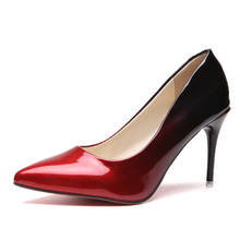 Women Shoes Pointed Toe Pumps Patent Leather Dress Wine Red 10CM High Heels Boat Shoes Wedding Shoes Zapatos Mujer 2024 - buy cheap
