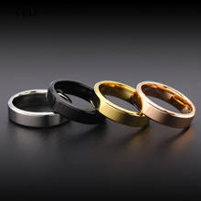 Uelf anel de casamento clássico 4mm/ 6mm, para homens e mulheres dourado/preto/prata/cor rosa, aço inoxidável tamanho us 2024 - compre barato