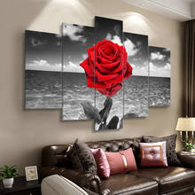 Cartazes de flores de orquídea abstrata rosa vermelha, 5 peças, tela arte de parede, quadros de decoração, acessórios para sala de estar, pinturas de decoração para casa 2024 - compre barato