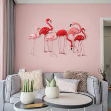 Настенное украшение в скандинавском стиле, креативный железный трехмерный 3d-фон с фламинго для гостиной, украшение для дома 2024 - купить недорого