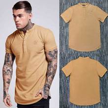 New Men Fashion Summer ss Sik Silk Kanye West Sik Silk Mens Casual Hip-Hop Irregular Curved Hem Short Sleeved Cotton T-Shirt 2024 - buy cheap