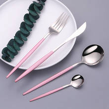 Tableware Stainless Steel Cutlery Set Pink Silver Tableware Dinnerware Set Forks Knives Spoon Cutlery Knife Fork Tea Spoon Set 2024 - buy cheap