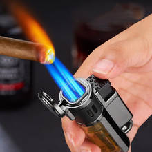 Windproof Gas Lighters Cigar Butane Lighters Visible Gas Window Jet Torch Metal Lighters Four Flame Spray Gun 2024 - buy cheap