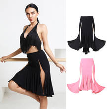 Latin Dance Skirt Lady Tango Salsa Cha Cha Rumba Samba Dancing Practice Performance Wear Irregular Straps Lace Skirts DNV14554 2024 - buy cheap