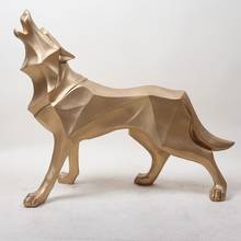 Artesanato em resina estilo nórdico, presente criativo de lobo para casa, imitação de animal, decoração geométrica, itens modernos para casa 2024 - compre barato