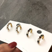 2019 brincos de argola em forma de c femininos, brincos de pedras simuladas em formato de c, círculo vintage, presentes de joias 2024 - compre barato