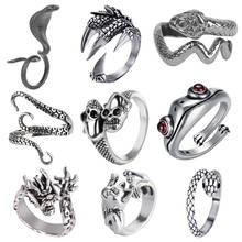 Кольцо в стиле ретро, панк, змея, дракона для мужчин и женщин, огромное кольцо в античном стиле, регулируемые кольца, украшения 2024 - купить недорого