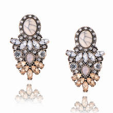 FSUNION 2022 New Fashion Retro Pink Stone Crystal Flower Drop Earrings For Women Fashion Gold Rhinestones Earrings Modern Gift 2024 - buy cheap