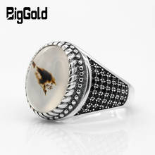 Anillo de piedra Ágata para hombre y mujer, Plata de Ley 925 con ónix Natural grande, joyería turca Vintage tailandesa 2024 - compra barato