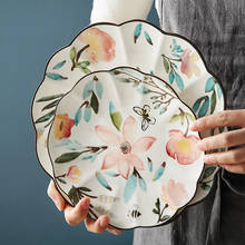 Обеденная посуда в форме цветка, керамическая тарелка для сервировки, 8/10 дюйма, безопасная посуда для микроволновой печи, десертная тарелка 2024 - купить недорого