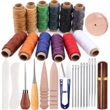LMDZ-Herramientas de costura de cuero, hilo encerado plano, agujas de coser, ojo grande, Manual para bordar, 30 Uds. 2024 - compra barato