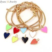 5PCS, Gold Color Charm Bracelet & Bangle Heart Enamel Charms Beads Fit Original Basic Bracelets Snake Chain DIY Jewelry 2024 - buy cheap