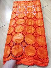 Сгоревшая оранжевая кружевная ткань bazin riche tissu broderie africain парча жаккардовая ткань раковина riche высокое качество 5 ярдов 2024 - купить недорого