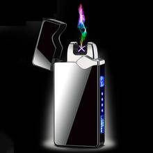 New button Double Arc Plasma electric Lighter LED Power Display cool USB rechargeable Metal Windproof electric lighters 2024 - buy cheap