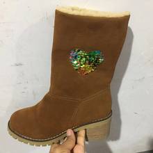 Botas de nieve brillantes para mujer, zapatos impermeables de tacón grueso, para mantener el calor al aire libre, Invierno 2024 - compra barato