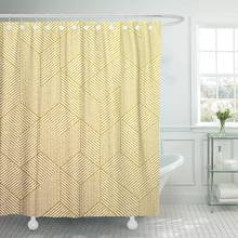 Ouro amarelo padrão geométrico hexagonal linha natal dourado diagonal cortina de chuveiro tecido de poliéster 72x78 polegadas conjunto 2024 - compre barato