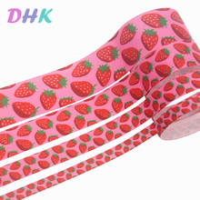 DHK-Cinta de grogrén con estampado de fresa, accesorio de Material para decoración de sombreros, DIY, venta al por mayor, 4 tamaños, 50 yardas, S1332 2024 - compra barato