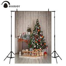Allenjoy photophone backgrounds Christmas wooden wall sled tree gifts child fireplace decor photo backdrops photobooth photocall 2024 - buy cheap