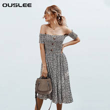 Платье OUSLEE женское с цветочным принтом, винтажное элегантное пляжное с коротким рукавом, на пуговицах, с V-образным вырезом, в богемном стиле 2024 - купить недорого
