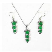 Free shipping  new hot Pretty Fashion Cute Green stone Necklace Pendants Earring Jewelry Set 2024 - buy cheap