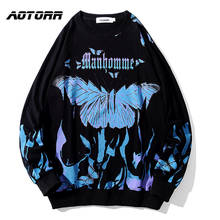 Blue Butterfly Sweatshirt Men 2022 Harajuku Hip Hop Long Sleeve Hoodies Casual Tops Streetwear Oversized 5XL Cotton Mens Clothes 2024 - buy cheap