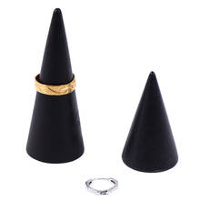 Soporte de anillo de cono de dedo de madera negra Vintage, soporte de exhibición de joyería, organizador, estante de almacenamiento, escaparate para exhibición, 1 ud. 2024 - compra barato