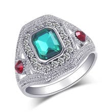 Wbmqda Luxury Bride Wedding Ring Fashion Female Gift Green Crystal Big Finger Rings New Vintage Jewelry Drop Shipping 2024 - buy cheap