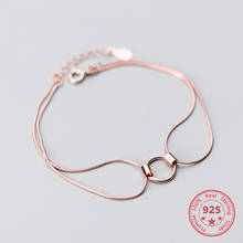 Pulsera de plata de ley S925 auténtica para mujer, brazalete de oro rosa, cadena doble de hueso de serpiente, accesorios de mano, joyería exquisita 2024 - compra barato