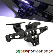 Hot Motorcycle License Plate Holder Adjustable Rear Tail Bracket LED-light For Honda nc 750 750x NC700S vfr 750 800 ST 1300 2024 - buy cheap