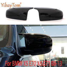 Rearview Mirror cover Caps Black Horn shape side mirror covers M style 2pcs For BMW X5 E70 X6 E71 2008 2009 2010 2011 2012 2013 2024 - buy cheap