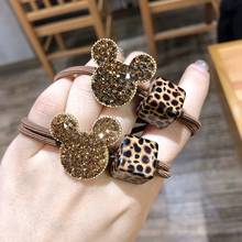 Disney flash diamond cartoon leopard pattern popular head rope girl personality Mickey hair ring sweet cute accessories 2024 - buy cheap