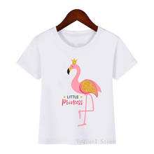 Golden gliter flamingo little princess animal print girl t-shirt kids harajuku kawaii fruit tshirt boy clothes funny t shirts 2024 - buy cheap