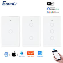 EsooLi US Standard Tuya APP 1/2/3 Gang WIFI Switch Smart Home Automation Glass Panel Wall Switch Google Home Null and Fire Line 2024 - buy cheap