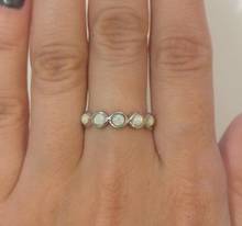 Anel de opala branca, anel de compromisso de noivado para mulheres, dourado rosa, vintage, pedra redonda 2024 - compre barato